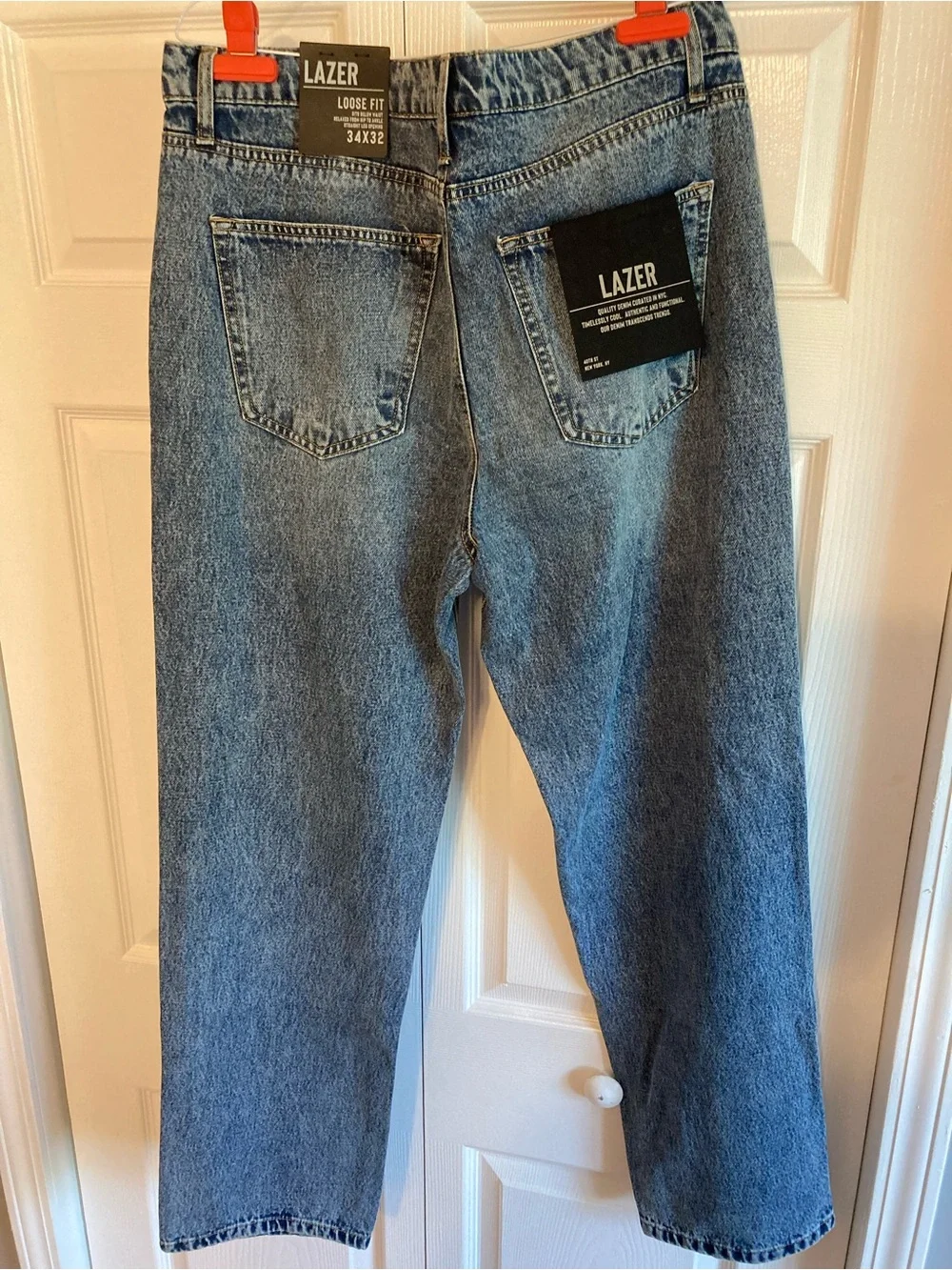 Lazer Men’s Relaxed Fit Jeans - Medium Wash Blue - 34